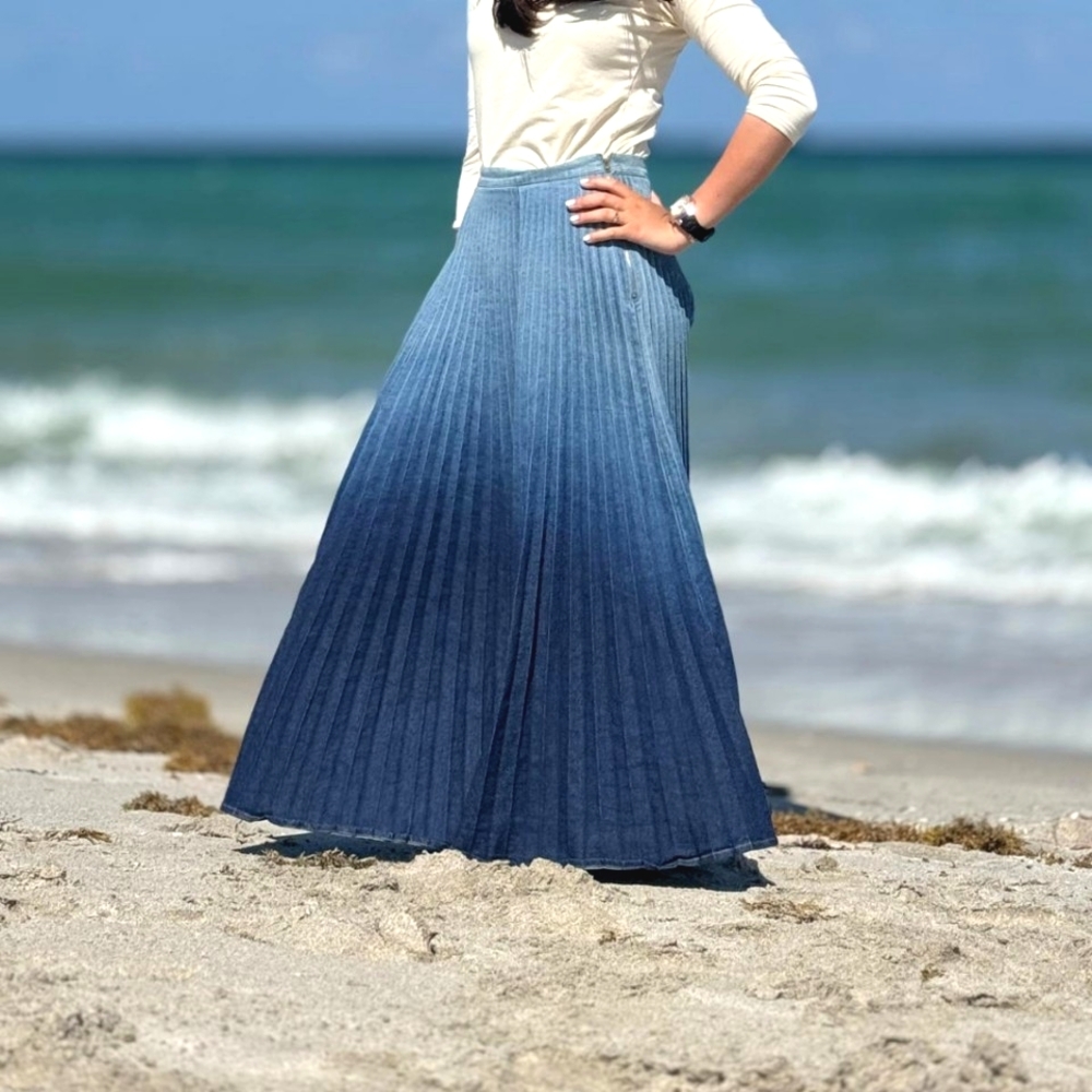 Denim Ombre Maxi Skirt